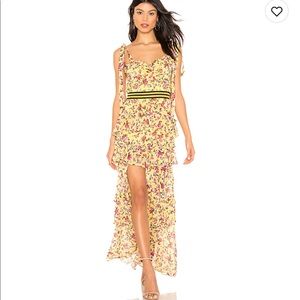 For Love & Lemons Yellow Floral Maxi Dress